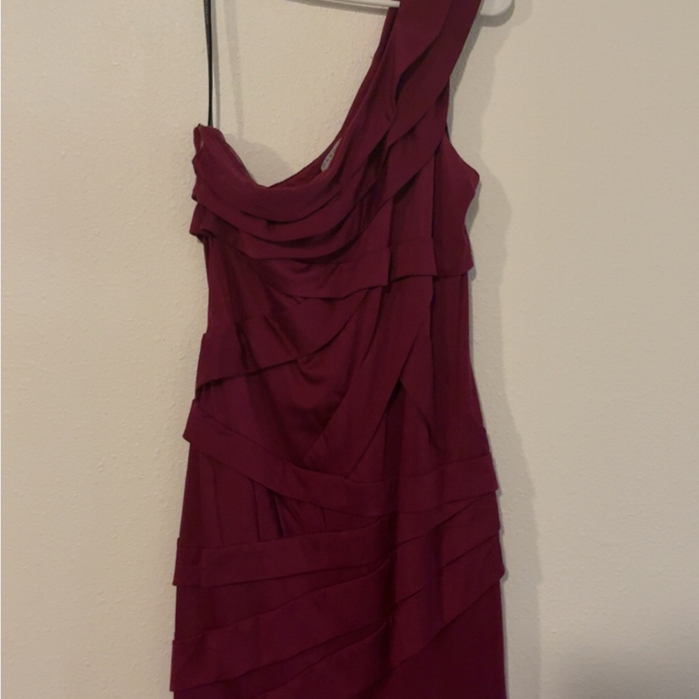 Marc New York Red Asymmetrical Ruched Bodycon Dress
